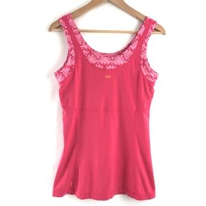 Lucy Tops - Lucy Coral Scoop Neck Yoga Workout Long Tank Lucy Tops - Lucy Coral Scoop Neck Yoga Workout Long Tank